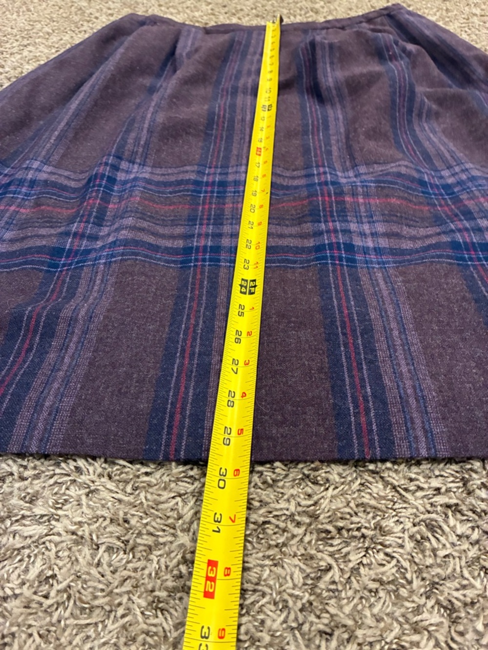 Vintage Pendleton 100% Virgin Wool Midi Plaid Skirt Purple Made in U.S.A. No Sz - Picture 8 of 11